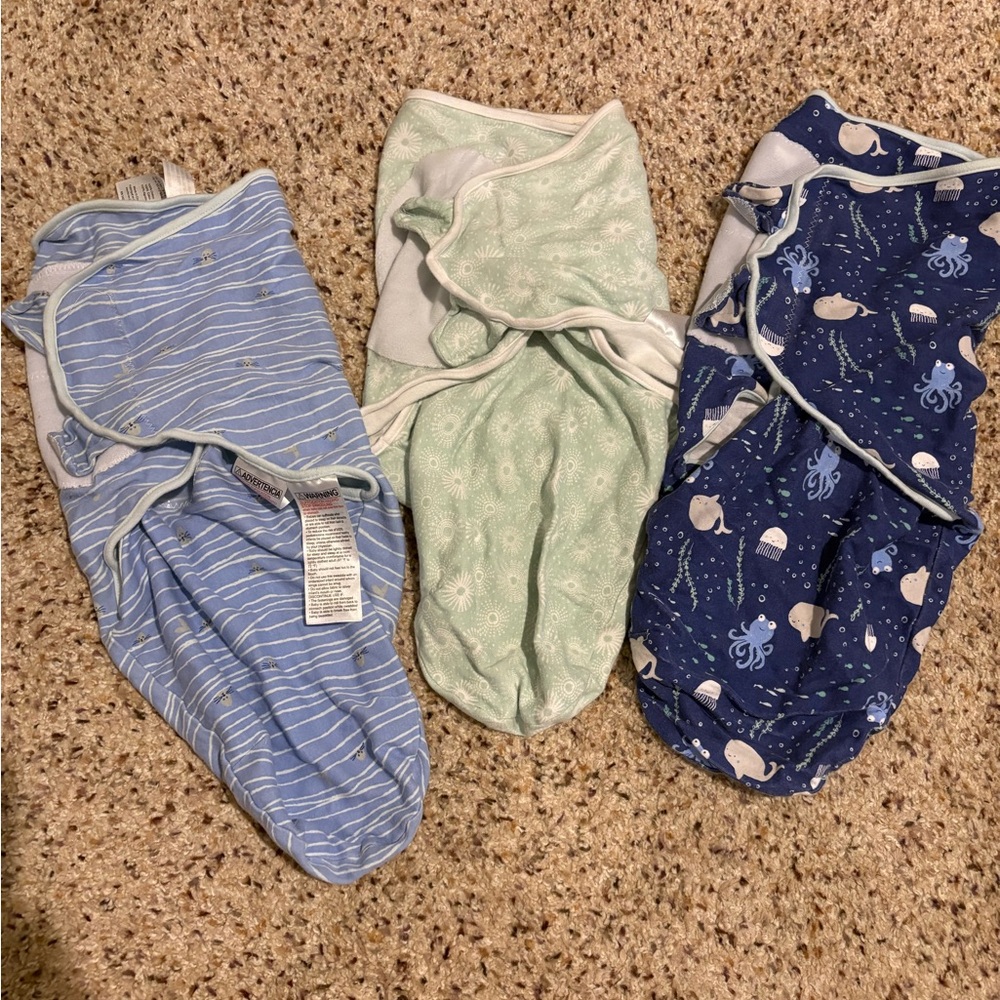 Baby Swaddle Blanket Set - Blue, Green, Navy